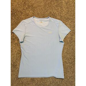 Under Armour Women's HeatGear Short Sleeve Athletic Shirt Blue Size Medium Y2K